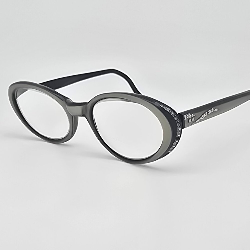 ZWC Pearl Rhinestone Black Vintage Cat Eye Eyeglasses 46-20-125 1950’s – 1960’s